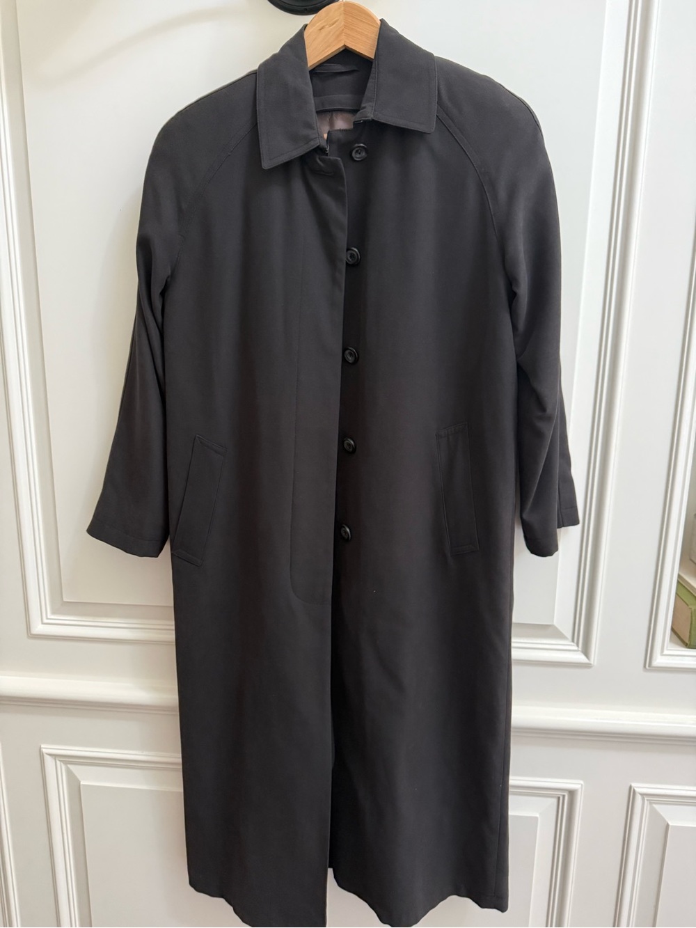 Vintage 90s London Fog Black Hidden Button Trench Coat 4 PET